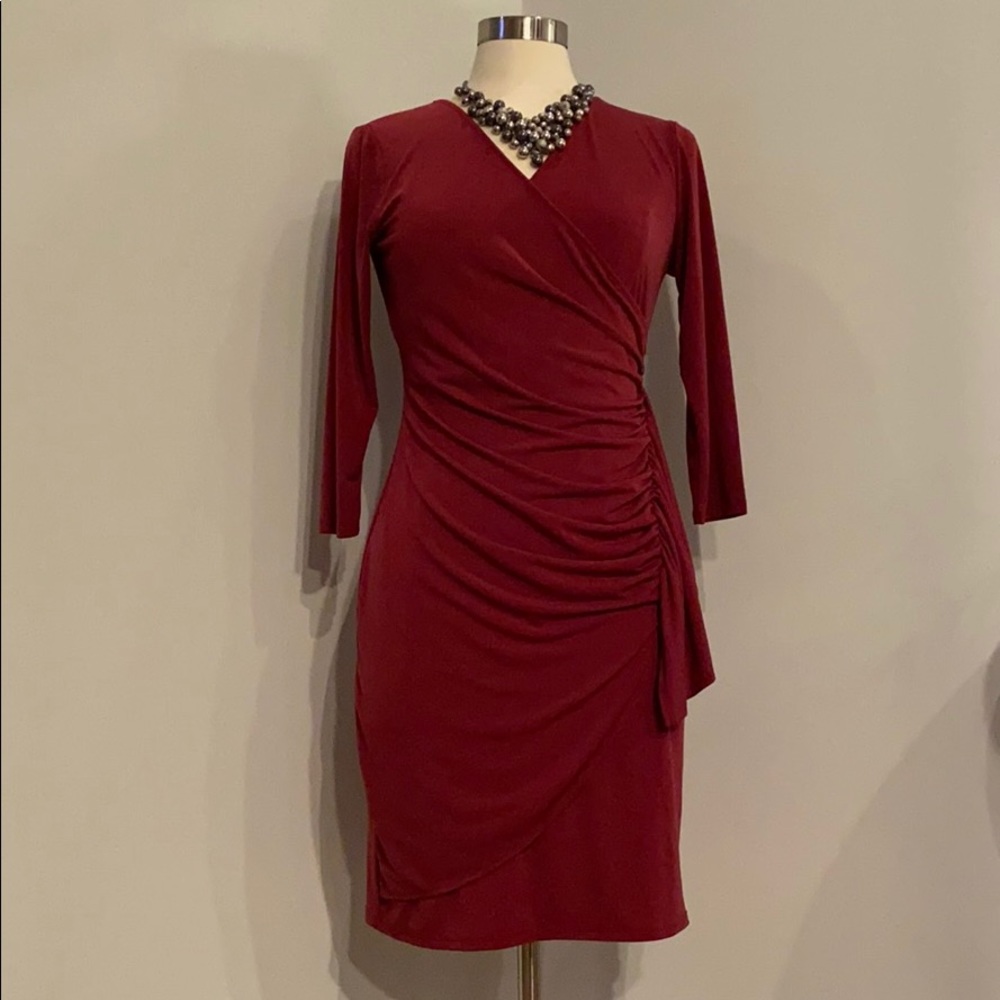 New York and Company Burgundy Wrap Dress